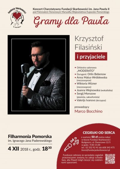4 grudnia 2018, Filharmonia Pomorska w Bydgoszczy Koncert Charytatywny FS „GRAMY DLA PAWŁA”