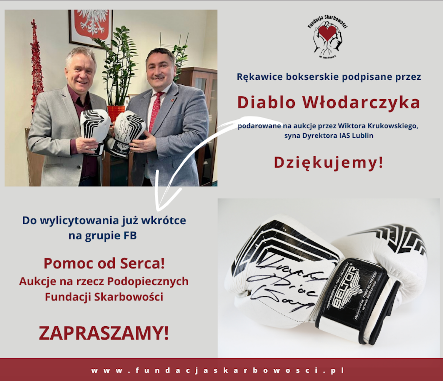 Rękawice podpisane przez Diablo Włodarczyka do wylicytowania na grupie aukcyjnej FSJP2!